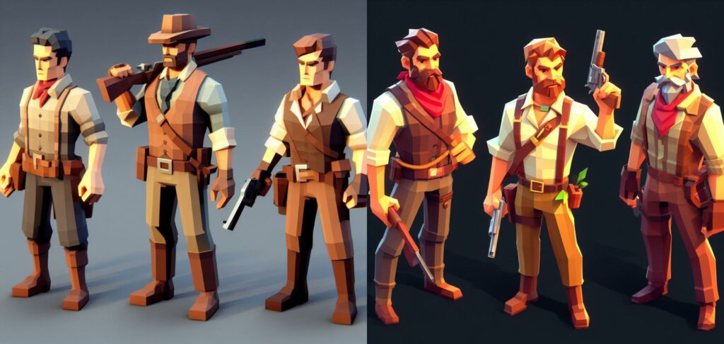 Low poly 3D characters